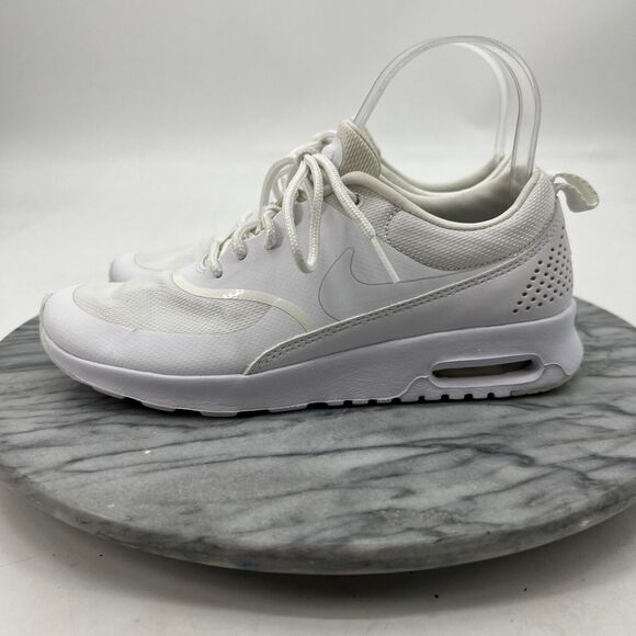Nike Air Max Thea Shoe Womens 6 Triple White Low Top Lace Up Running Sneakers - Picture 4 of 12